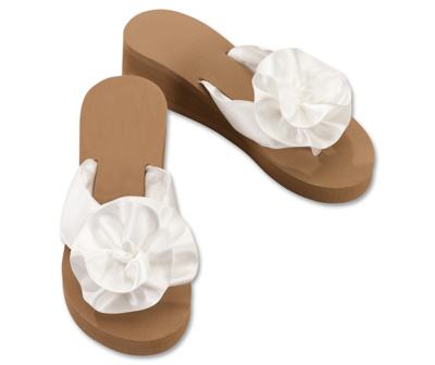 Bridal White Satin Thong Sandals
