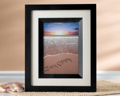Custom Beach Framed Photo Bride and Groom Names in the Sand