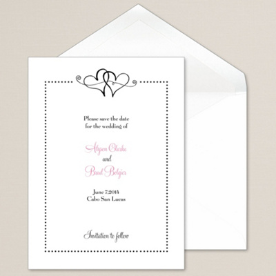 Two Hearts and Dot Design Save-The-Date Card