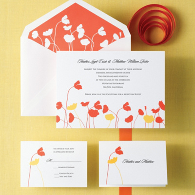 California Poppy Wedding Invitation