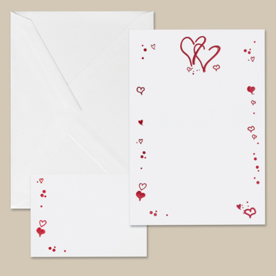 Heart Duo in Red Bright White DIY Invitation Kit