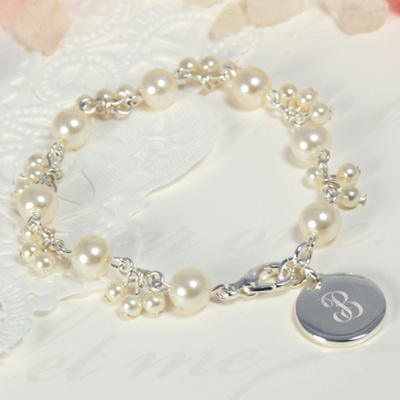 Pearl Cluster Bracelet with Charm