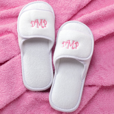 Monogrammed Terry Cloth Spa Slippers