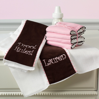 Corduroy Burp Pads  -  Set of 2 Pink/Brown