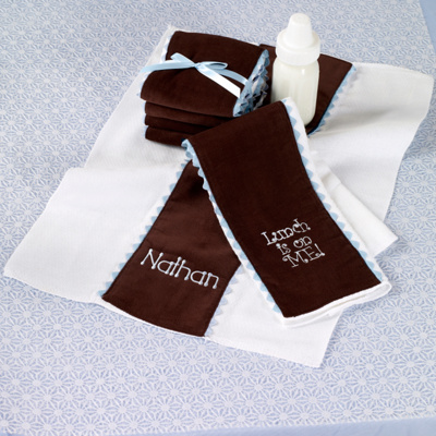 Corduroy Burp Pads  -  Set of 2 Blue/Brown