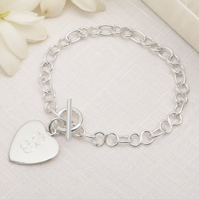 Sterling Silver Bracelet with Heart Tag