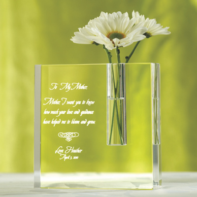 "To My Mother" Clear Crystal Bud Vase