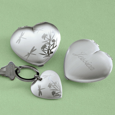 Dragonfly Heart Compact and Key Ring Set
