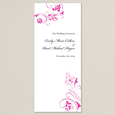 Extraordinary Love in Bright Pink Design Wedding Program