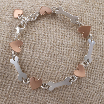 Bones and Copper Hearts Bracelet