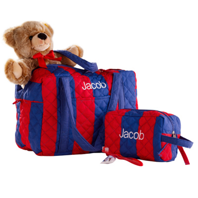 Stripe Duffle and Dopp Kit Set
