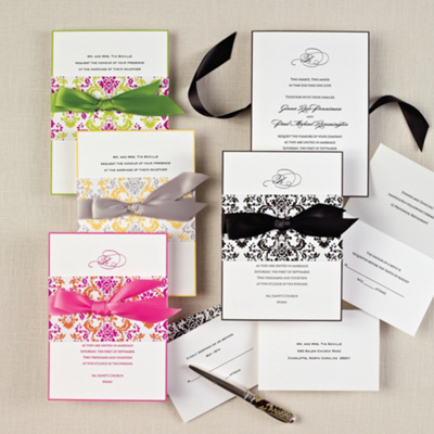 Wedding Invitation Accessories on Damask Wedding Invitation   All In One Wedding Invitations