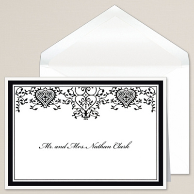 Filigree Hearts Thank You Note