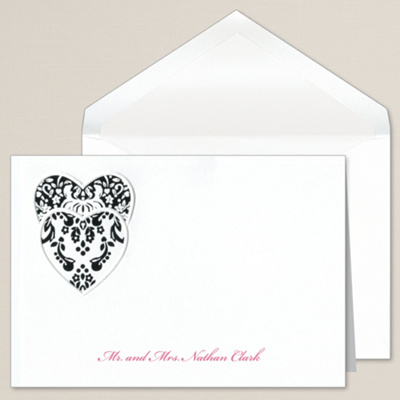 Romantic Damask Thank You Note