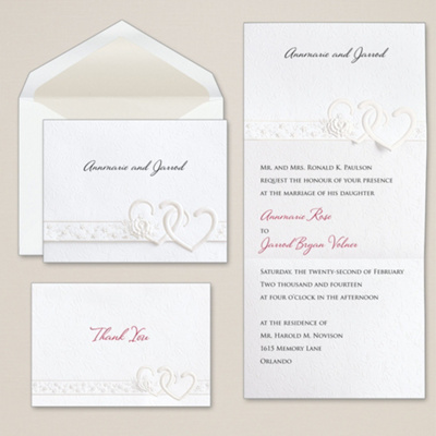 Double Pearl Hearts Wedding Invitation