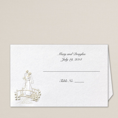 Couple on Bridge Wedding Place Card