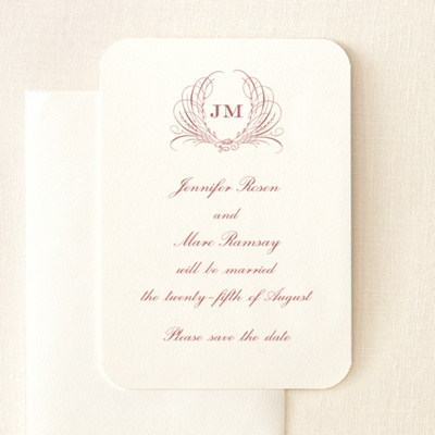 Feather Wreath Save-the-Date Card