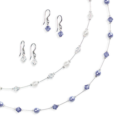 Pearl and Crystal Necklace and Earring Set