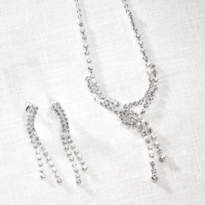 Dazzling Rhinestone Necklace And Earring Set