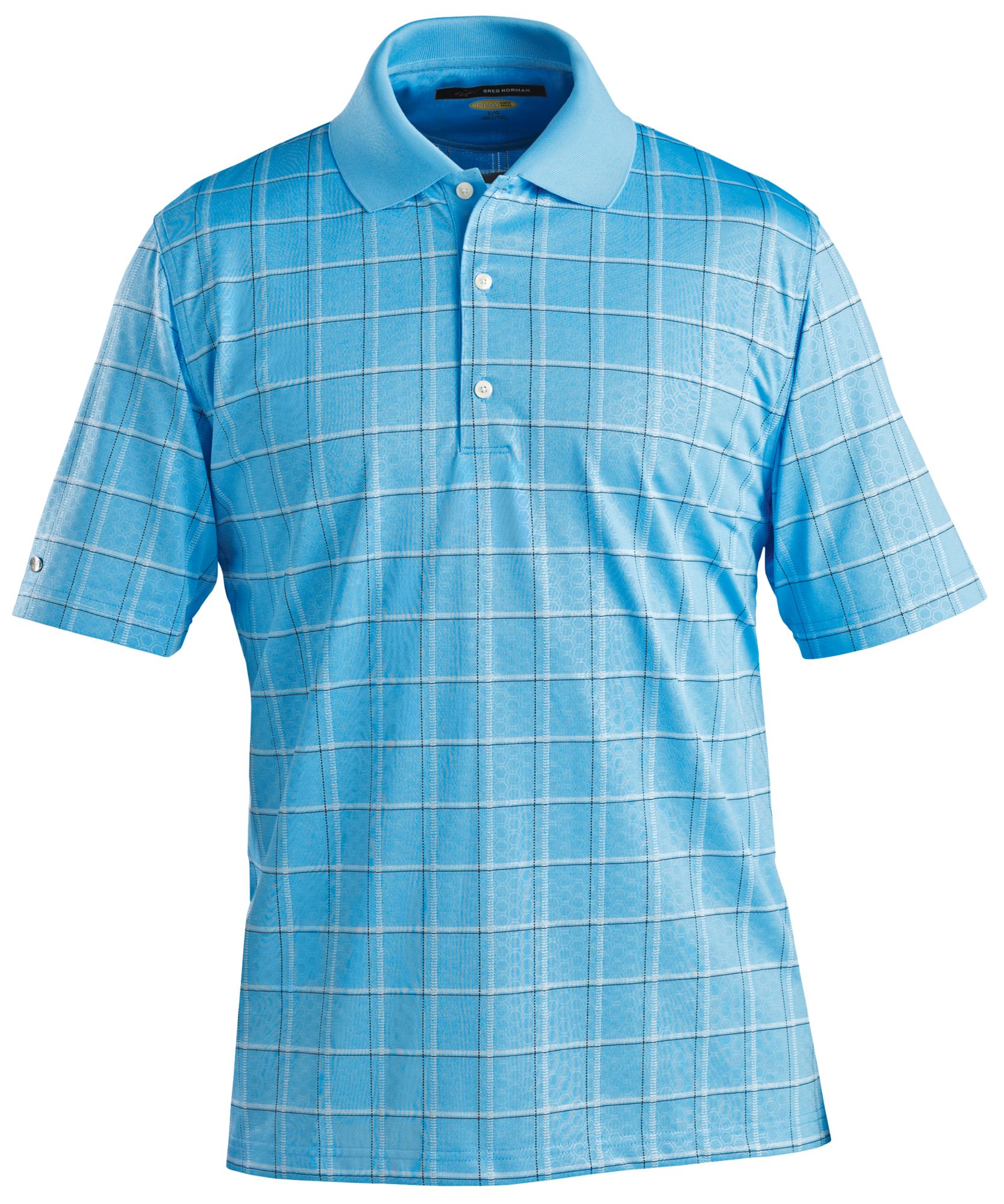 Greg Norman Men's Embossed Plaid Polo