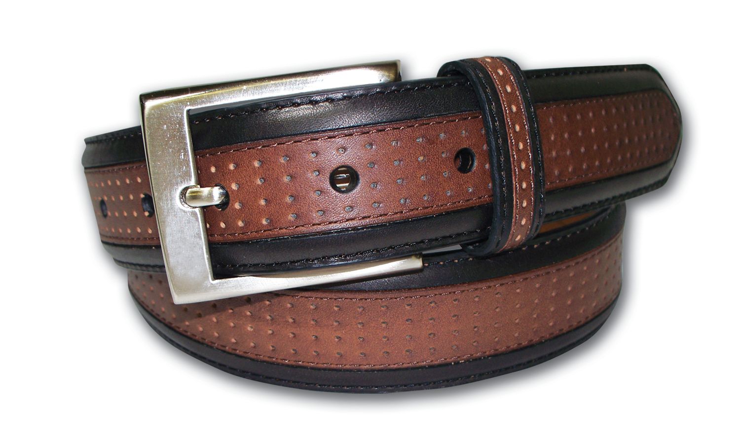 PGA Tour Men's Perforated Belt - Black/Brown