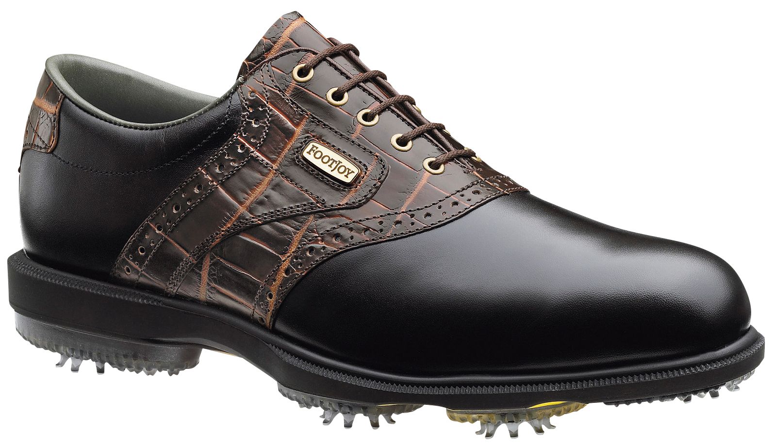 FootJoy Men's DryJoy Golf Shoe - Black Smooth/Brown Gator Print