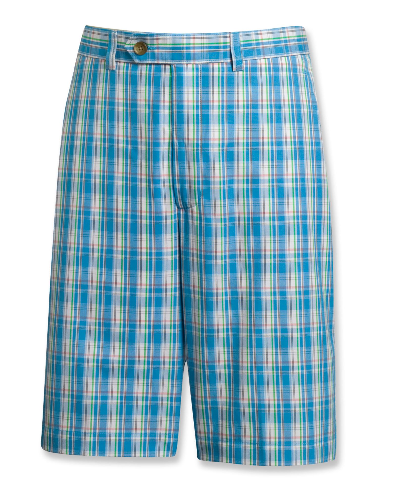 Cutter & Buck Men's Flat Front Plaid Shorts