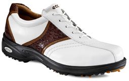 ECCO Exceptional Value! Men's Flexor Golf Shoe- White/Cognac/Bison