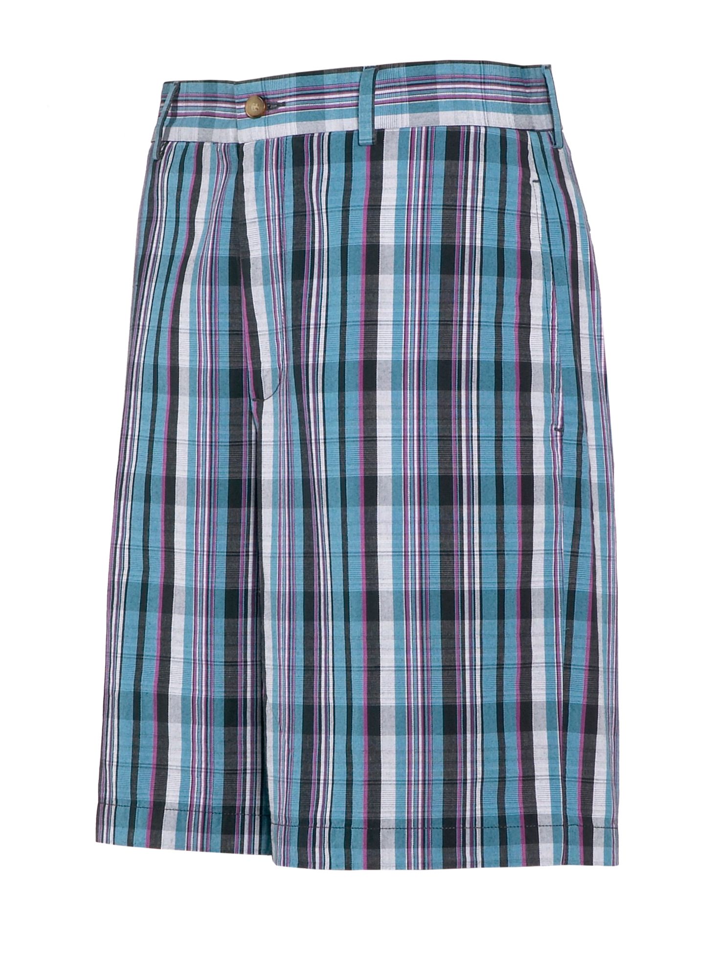 Greg Norman Men's Plaid Flat Front Short