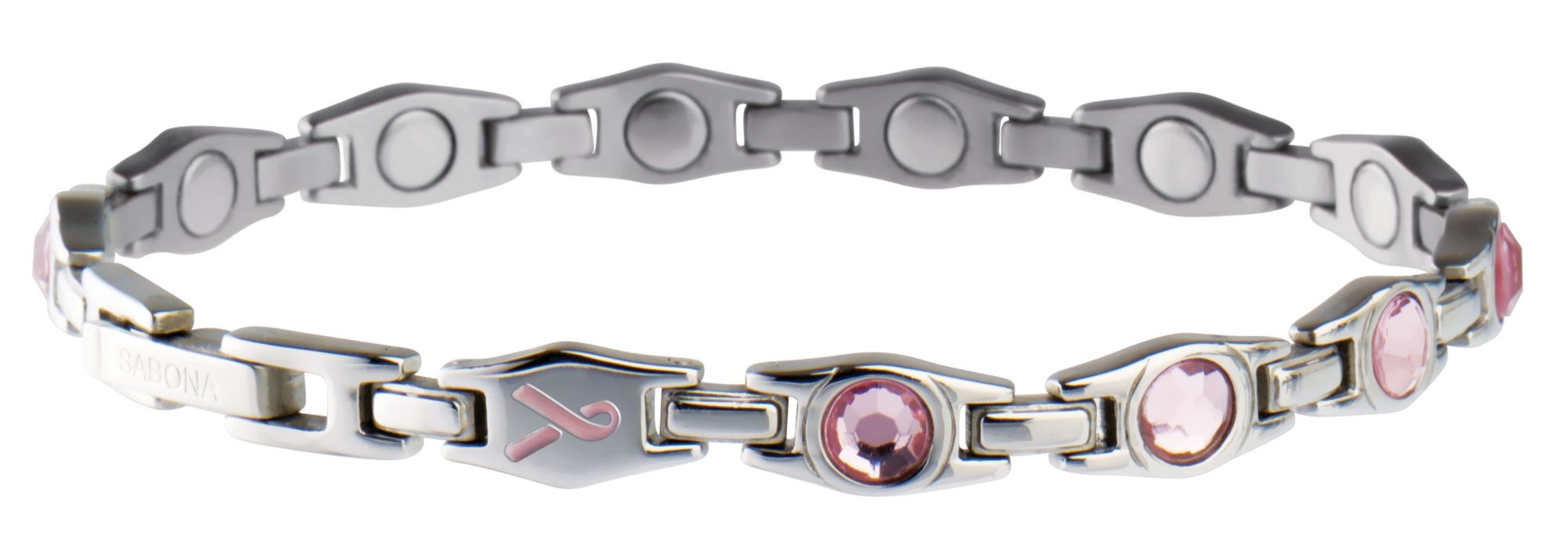 Sabona Pink Magnetic Ribbon Gem Bracelet