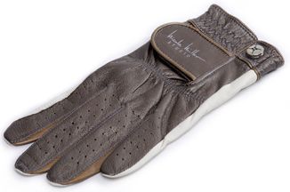 Nicole Miller Women's Metallic Taupe Leather Glove Left Hand
