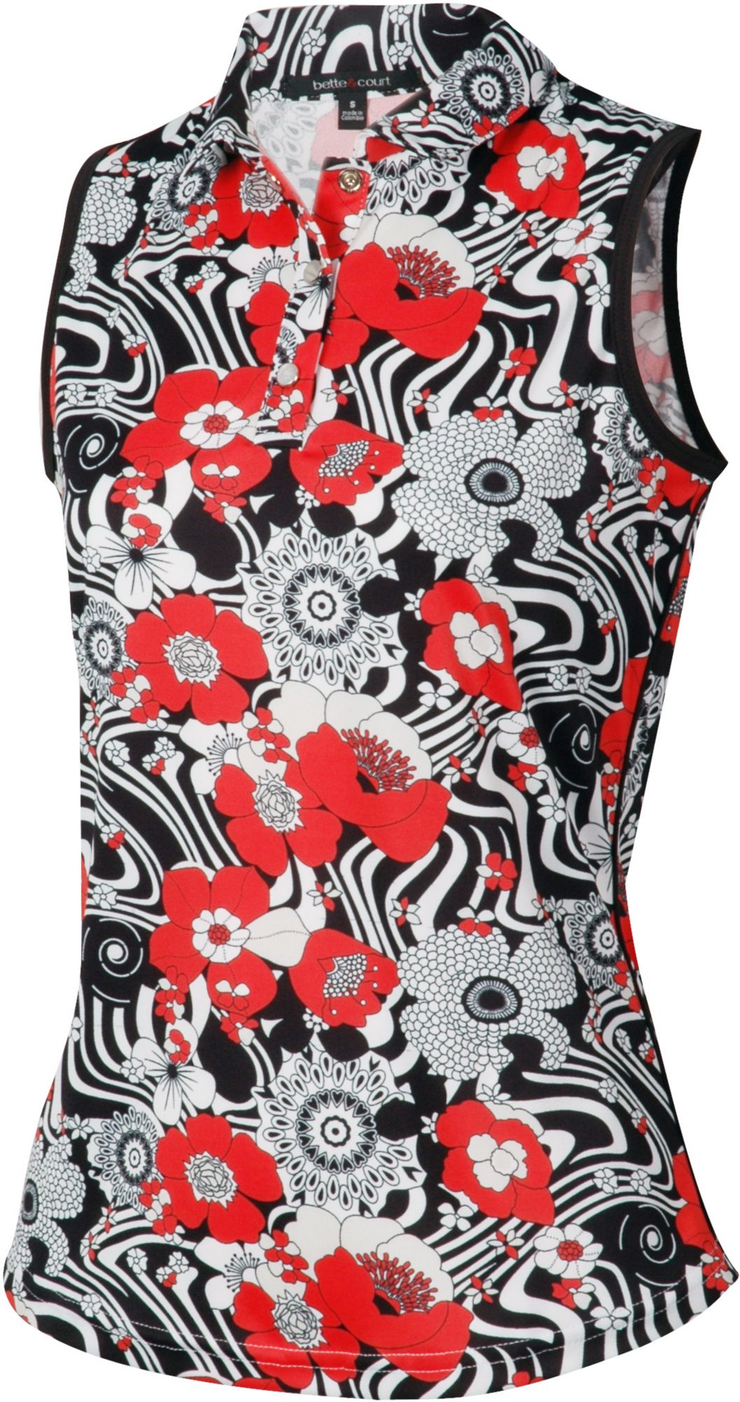 Bette & Court Women's Sleeveless Printed Performance Polo
