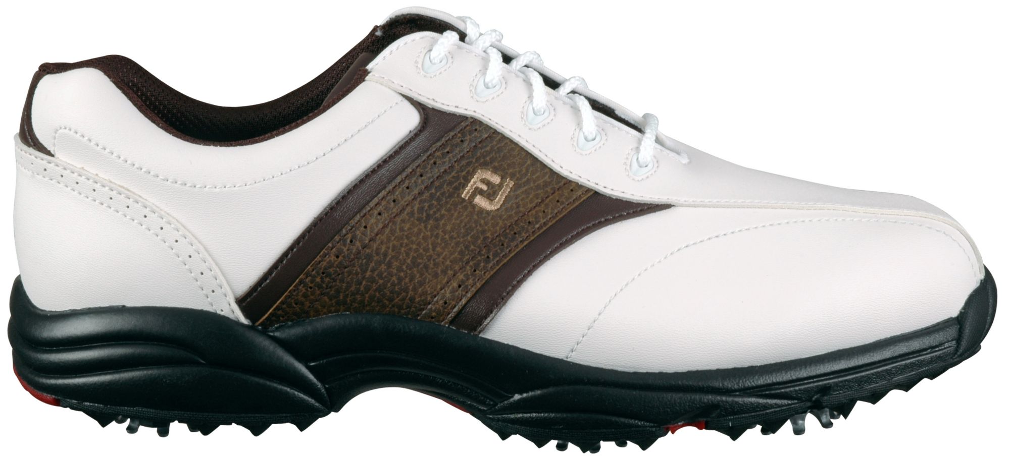 FootJoy Men's GreenJoy Golf Shoe - White/Brown (Disc Style 45457)