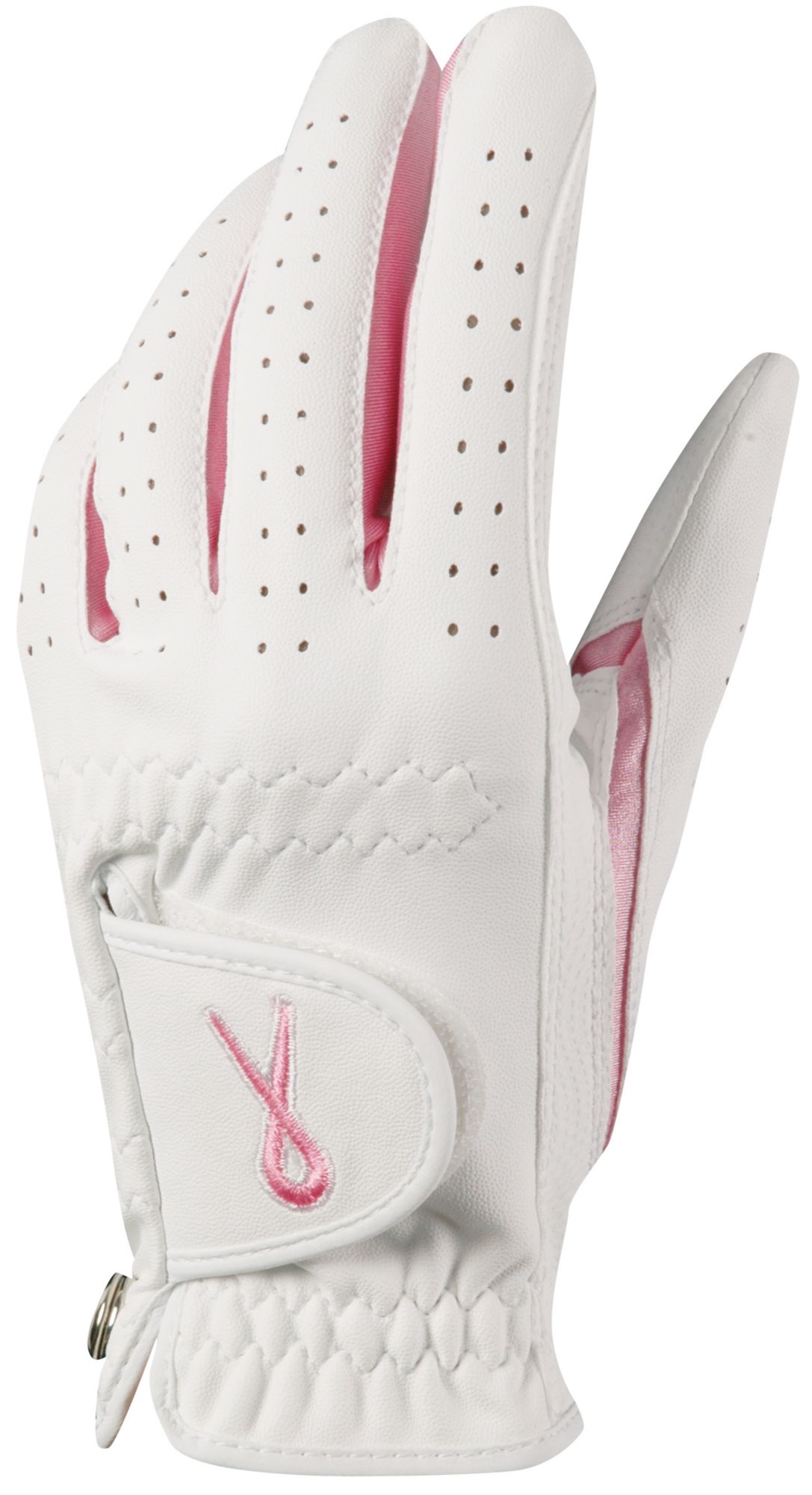 Women's White Golf Glove with Pink Ribbon