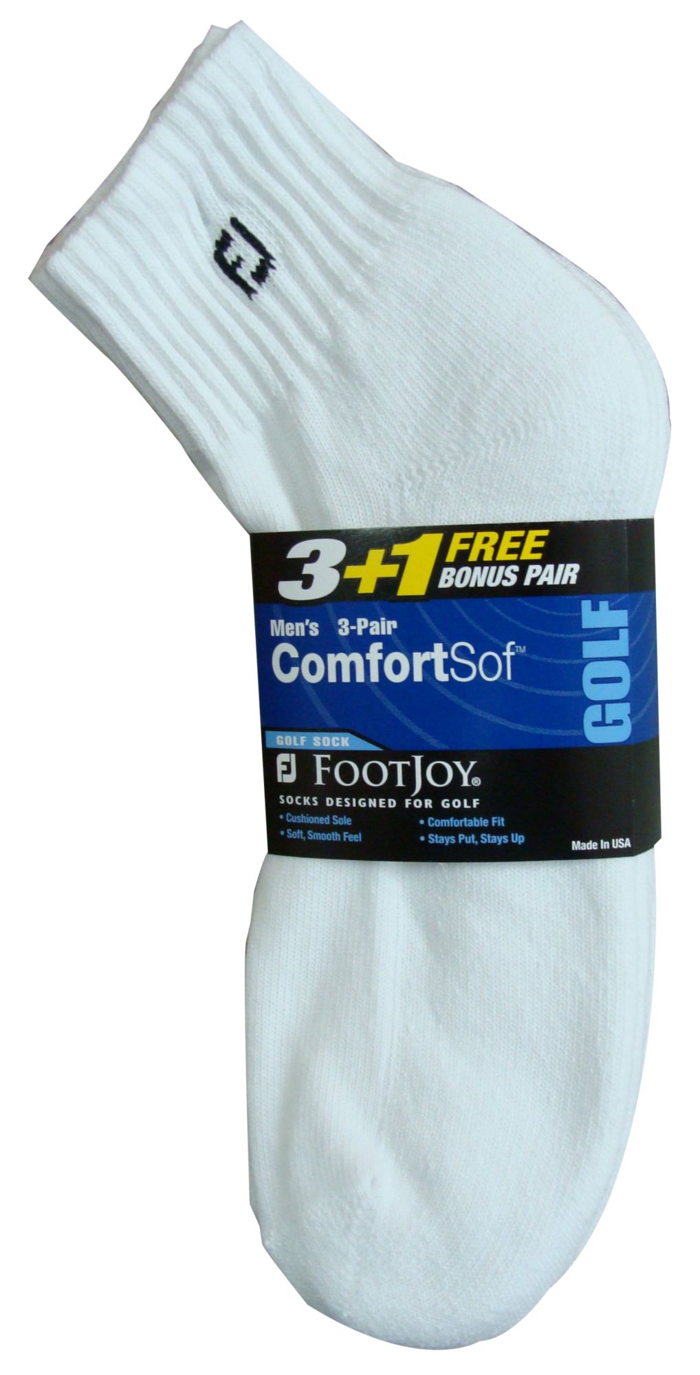 FootJoy Men's Quarter 3 + 1 White Socks