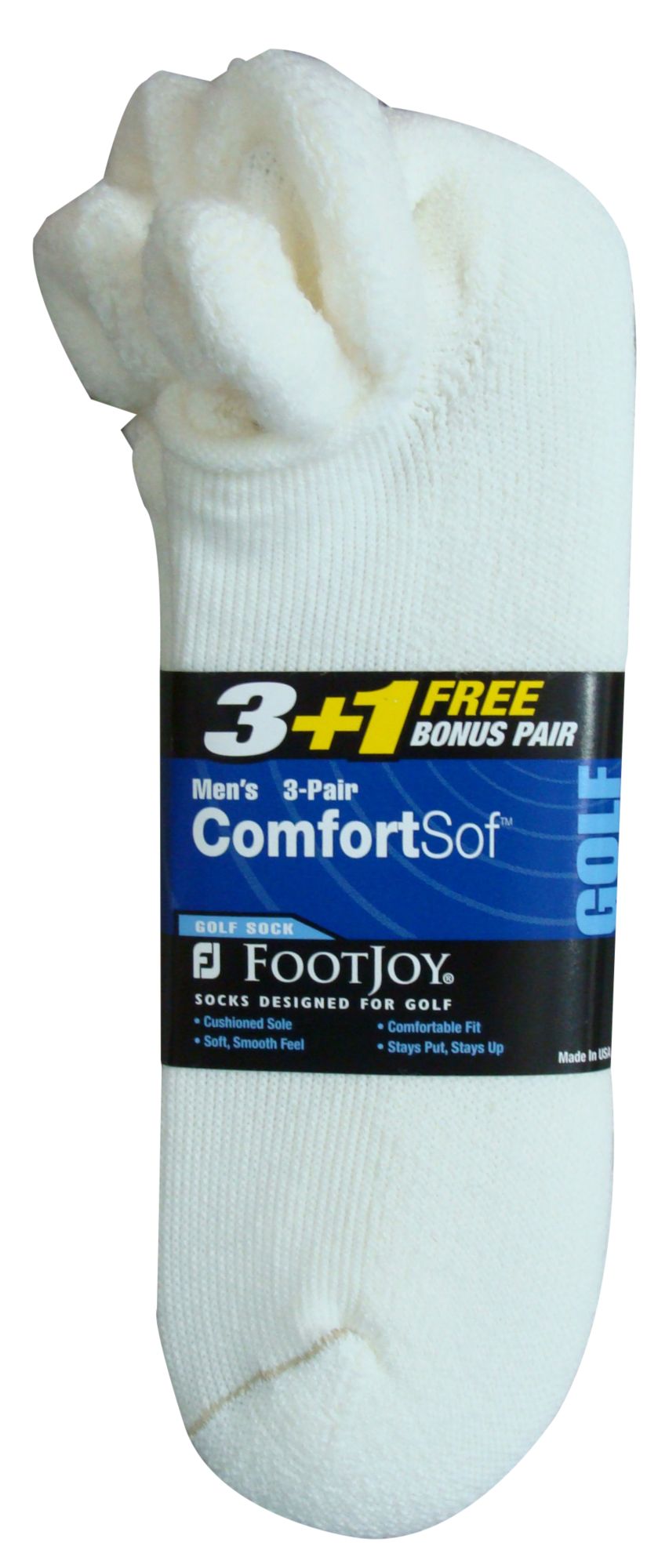 FootJoy Men's Roll Top 3 + 1 White Socks