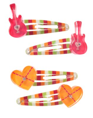 Guitar Heart Snap Clip Four-Pack
