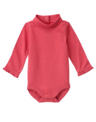 Dark Pink Ruffle Turtleneck Bodysuit