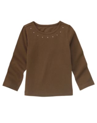 Brown Rhinestone Tee