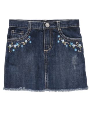 Cornflower Frayed Denim Skirt