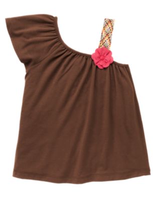 Corsage Flower One Shoulder Top