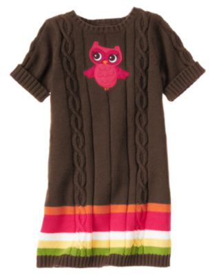 Owl Stripe Cable Sweater Dress