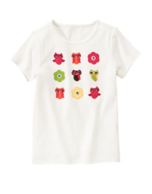Gem Flower Owl Short Sleeve Tee