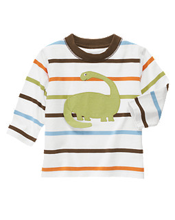 Stripe Dinosaur Long Sleeve Tee