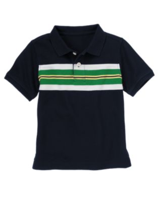 Pieced Stripe Pique Polo Shirt