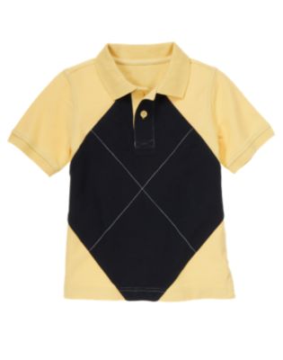 Pieced Argyle Pique Polo Shirt