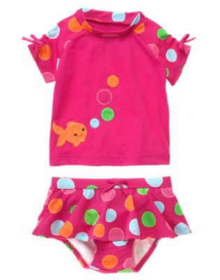 Fish Rash Guard Two-Piece Swimsuit