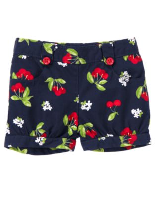 Button Cherry Print Short