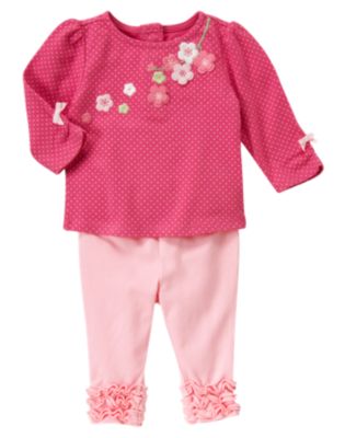 Embroidered Blossom Dot Two Piece Set