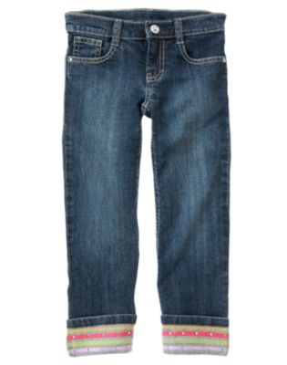 Ribbon Sequin Cuff Jean